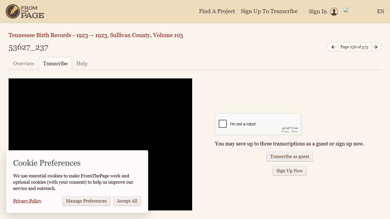 Transcribe - 53627_237 (Tennessee Birth Records - 1923, 1923, Sullivan County, Volume 105) FromThePage