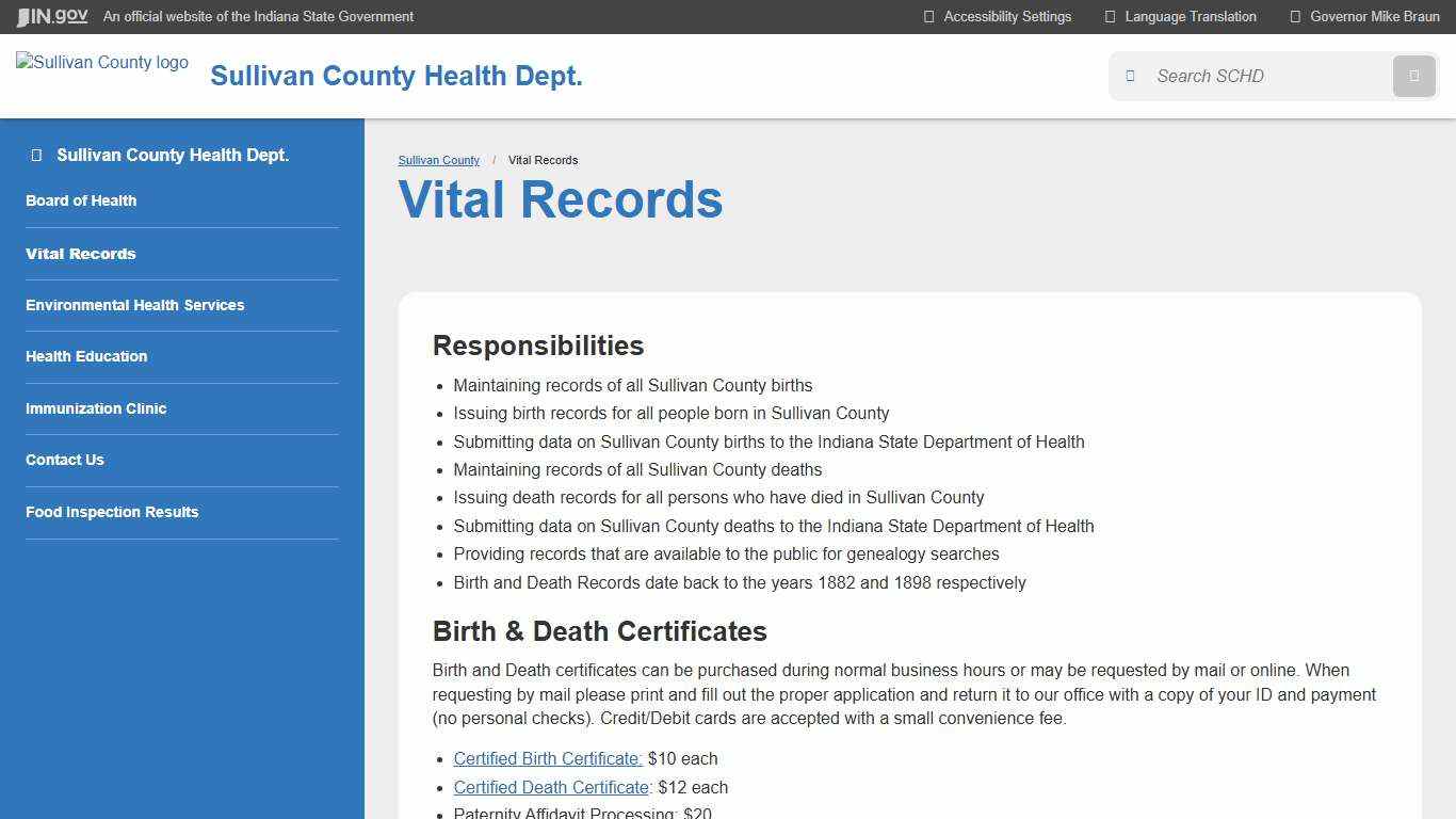 Sullivan County: Vital Records